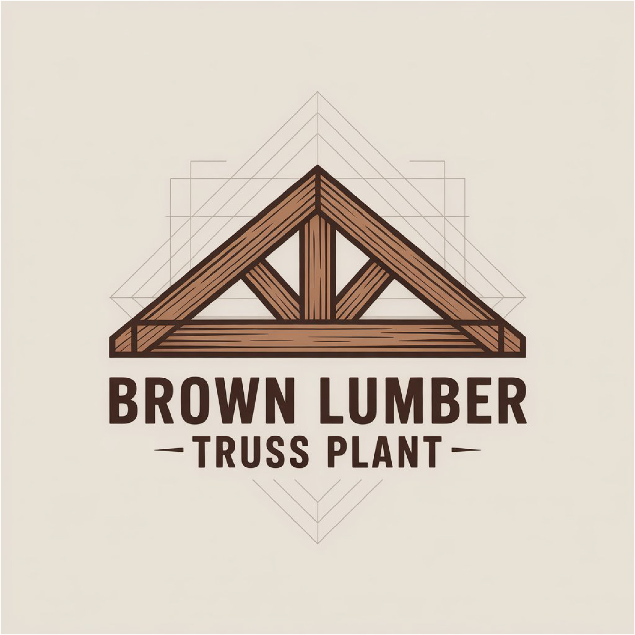 Brown Lumber Truss Plant Logo Design - Construction Logo 